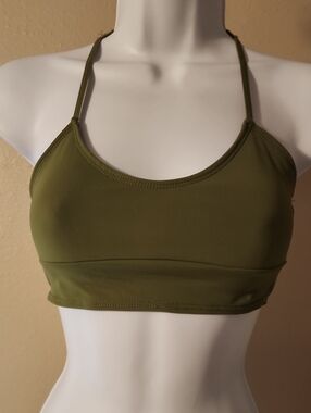 Olive Green Women's Bralette- Open Strap Back Top